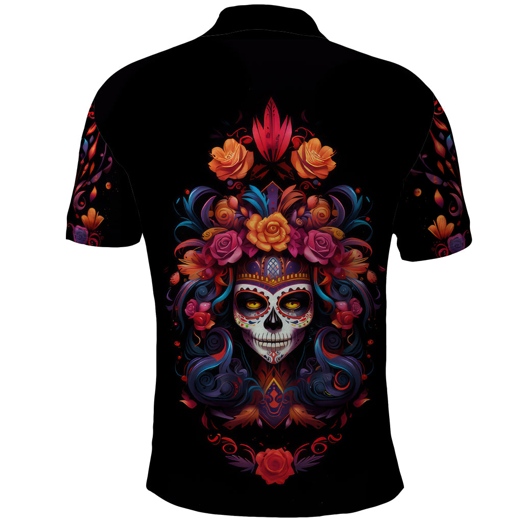 Day of Dead Skull Polo Shirt Sugar Skull Festival Lady - Wonder Print Shop