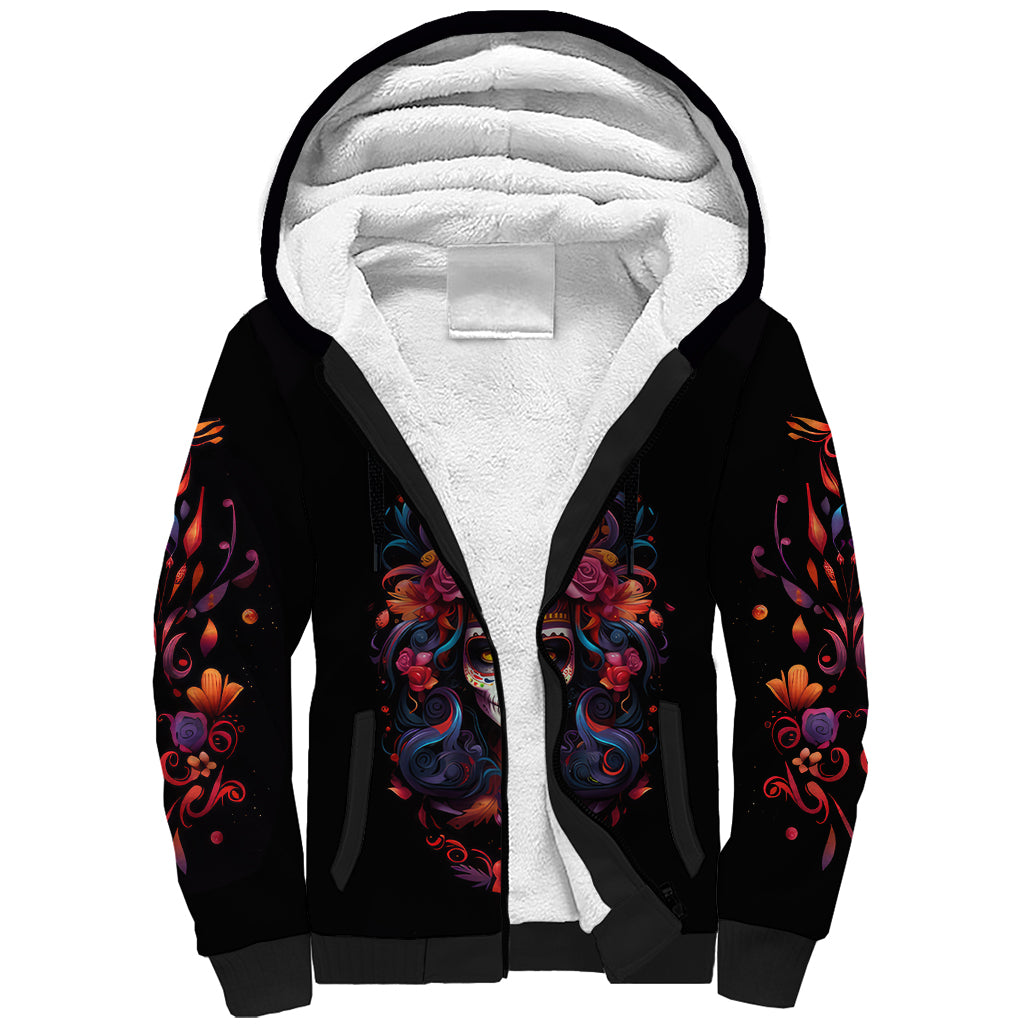 Day of Dead Skull Sherpa Hoodie Sugar Skull Festival Lady - Wonder Print Shop