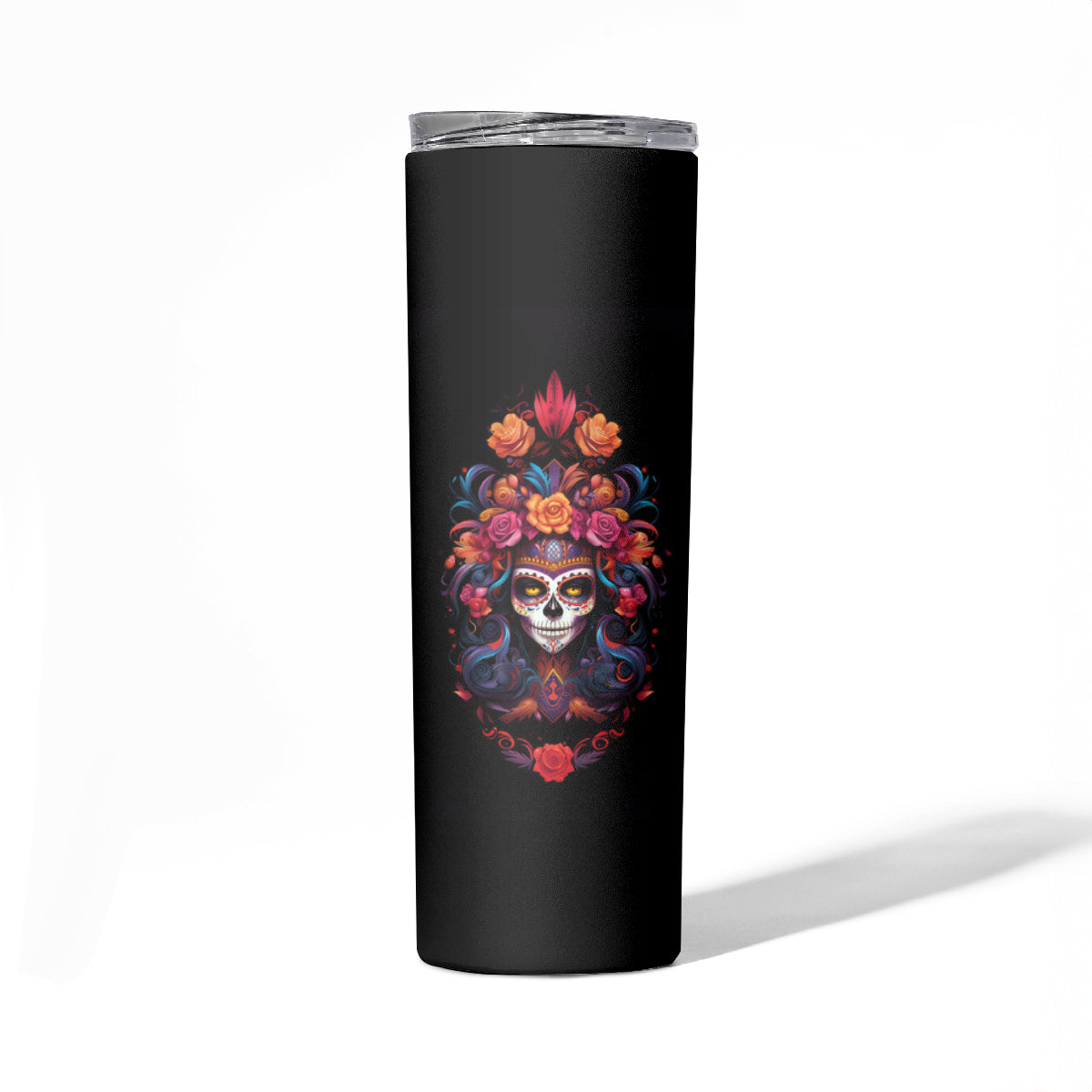 Day of Dead Skull Skinny Tumbler Sugar Skull Festival Lady - Wonder Print Shop