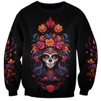 Day of Dead Skull Sweatshirt Sugar Skull Festival Lady - Wonder Print Shop