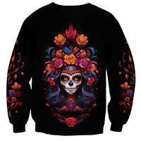 Day of Dead Skull Sweatshirt Sugar Skull Festival Lady - Wonder Print Shop