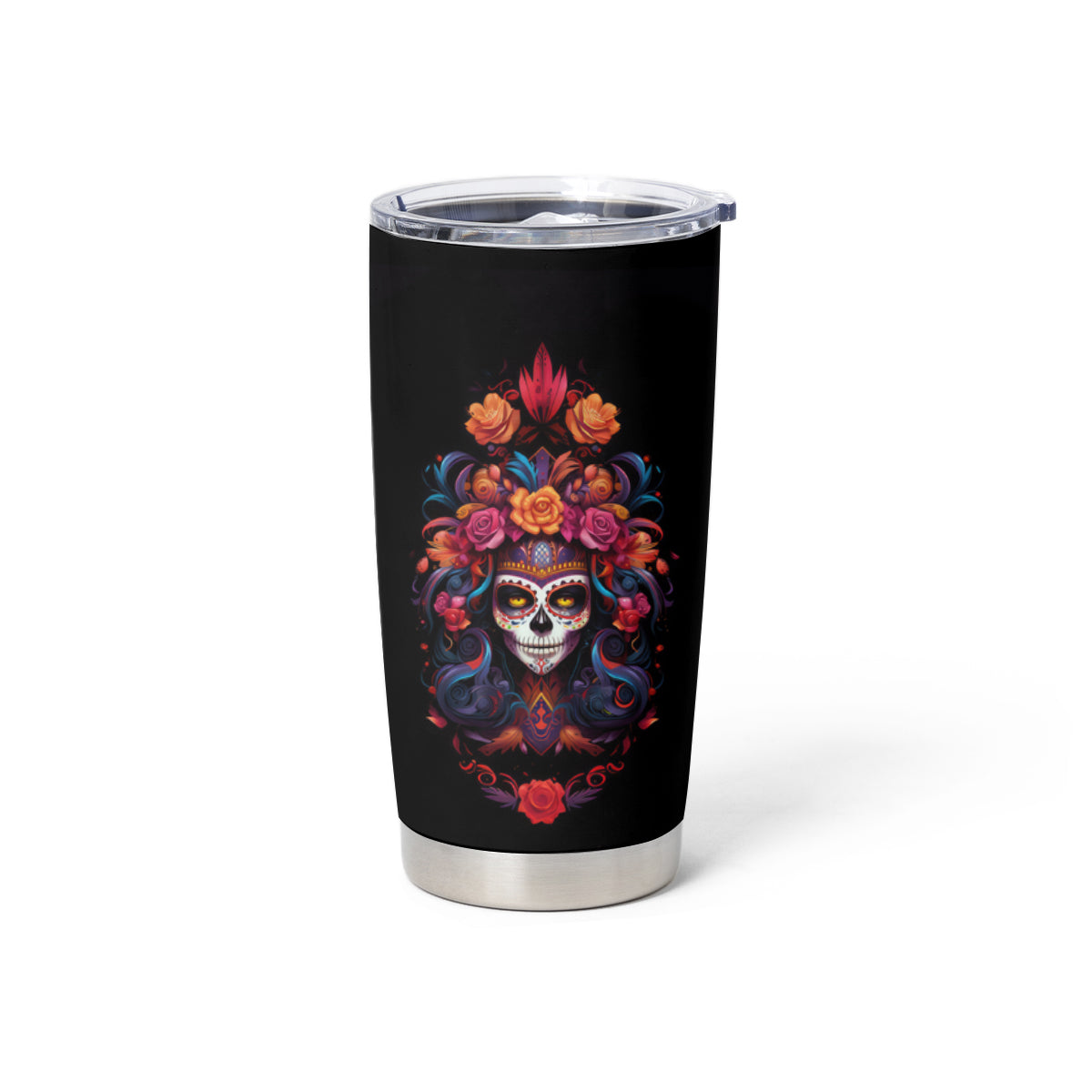 Day of Dead Skull Tumbler Cup Sugar Skull Festival Lady - Wonder Print Shop