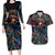 Day of Dead Lady Couples Matching Long Sleeve Bodycon Dress and Hawaiian Shirt Sugar Skull Lady Dancing - Wonder Print Shop