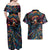 Day of Dead Lady Couples Matching Off Shoulder Maxi Dress and Hawaiian Shirt Sugar Skull Lady Dancing - Wonder Print Shop