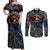 Day of Dead Lady Couples Matching Off Shoulder Maxi Dress and Long Sleeve Button Shirt Sugar Skull Lady Dancing - Wonder Print Shop