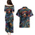 Day of Dead Lady Couples Matching Puletasi Dress and Hawaiian Shirt Sugar Skull Lady Dancing - Wonder Print Shop