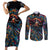 Day of Dead Lady Couples Matching Short Sleeve Bodycon Dress and Long Sleeve Button Shirt Sugar Skull Lady Dancing - Wonder Print Shop