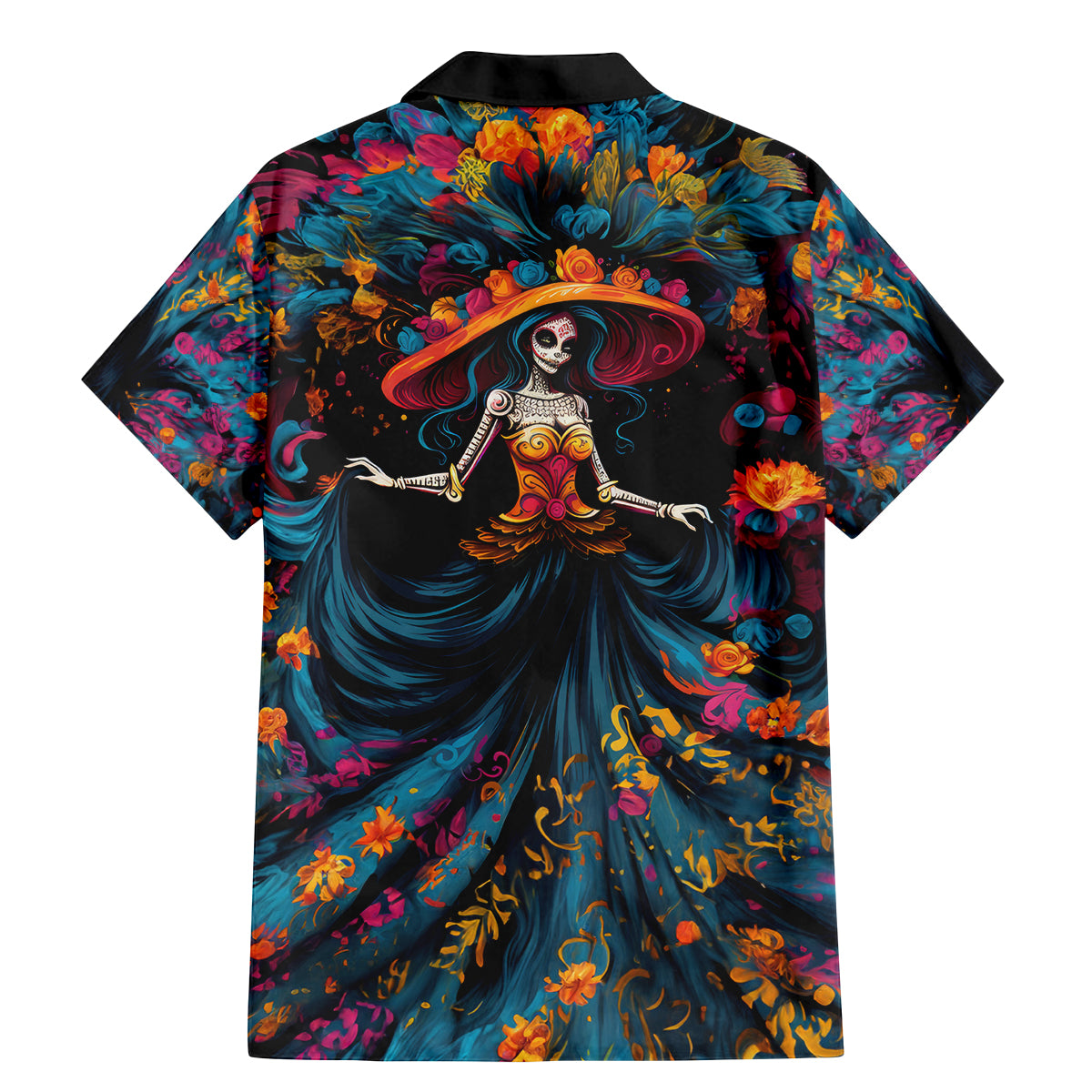 Day of Dead Lady Family Matching Mermaid Dress and Hawaiian Shirt Sugar Skull Lady Dancing - Wonder Print Shop