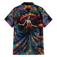 Day of Dead Lady Family Matching Off Shoulder Short Dress and Hawaiian Shirt Sugar Skull Lady Dancing - Wonder Print Shop