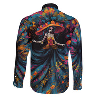 Day of Dead Lady Family Matching Puletasi Dress and Hawaiian Shirt Sugar Skull Lady Dancing - Wonder Print Shop