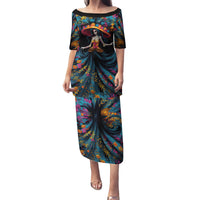 Day of Dead Lady Family Matching Puletasi Dress and Hawaiian Shirt Sugar Skull Lady Dancing - Wonder Print Shop