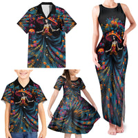 Day of Dead Lady Family Matching Tank Maxi Dress and Hawaiian Shirt Sugar Skull Lady Dancing - Wonder Print Shop