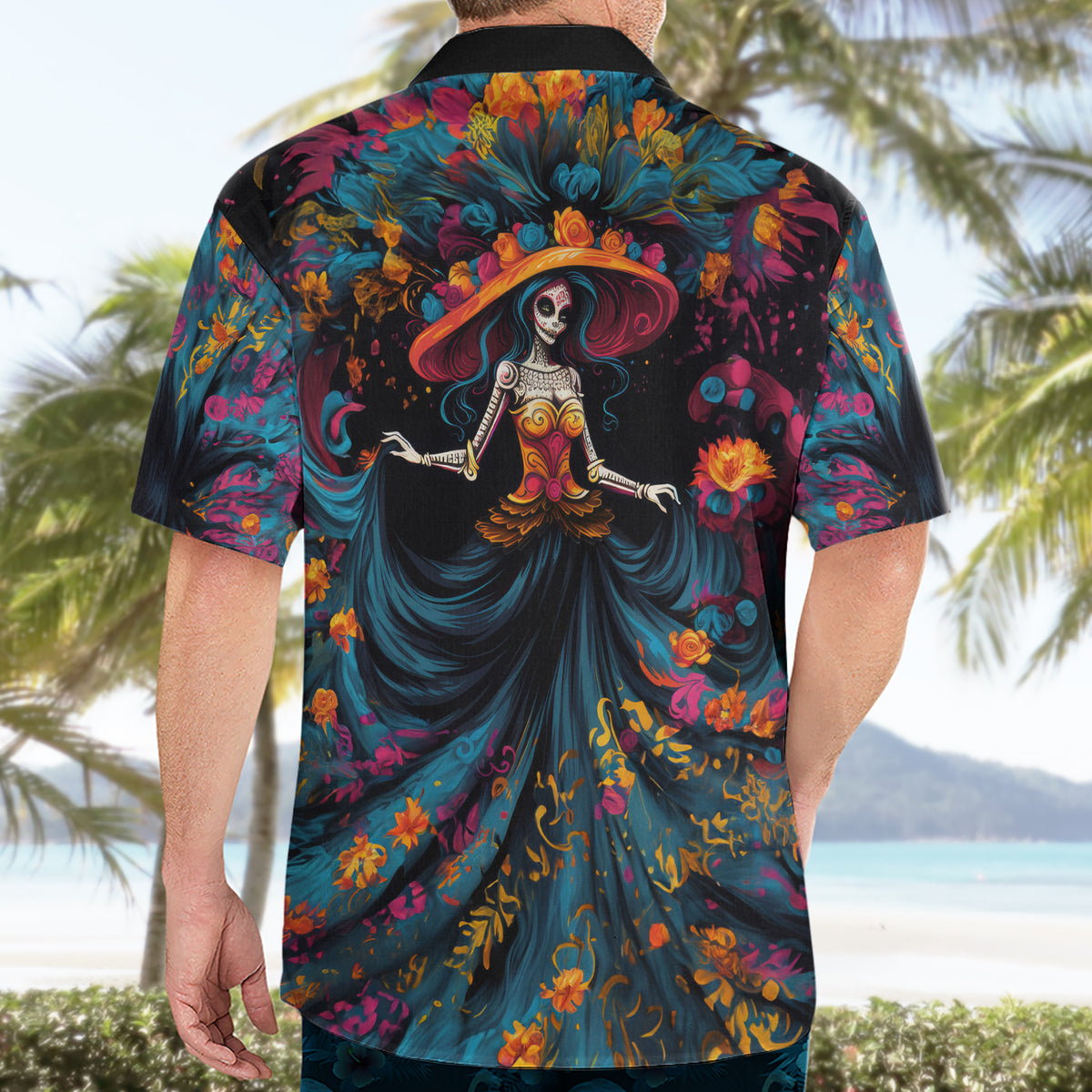 Day of Dead Lady Hawaiian Shirt Sugar Skull Lady Dancing - Wonder Print Shop