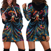 Day of Dead Lady Hoodie Dress Sugar Skull Lady Dancing - Wonder Print Shop