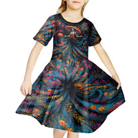 Day of Dead Lady Kid Short Sleeve Dress Sugar Skull Lady Dancing - Wonder Print Shop