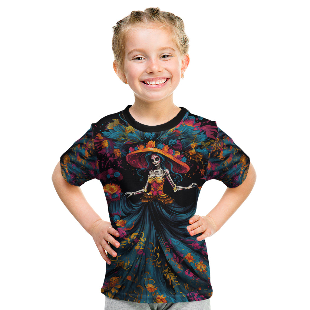 Day of Dead Lady Kid T Shirt Sugar Skull Lady Dancing - Wonder Print Shop