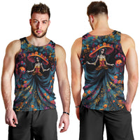 Day of Dead Lady Men Tank Top Sugar Skull Lady Dancing - Wonder Print Shop