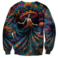 Day of Dead Lady Sweatshirt Sugar Skull Lady Dancing - Wonder Print Shop