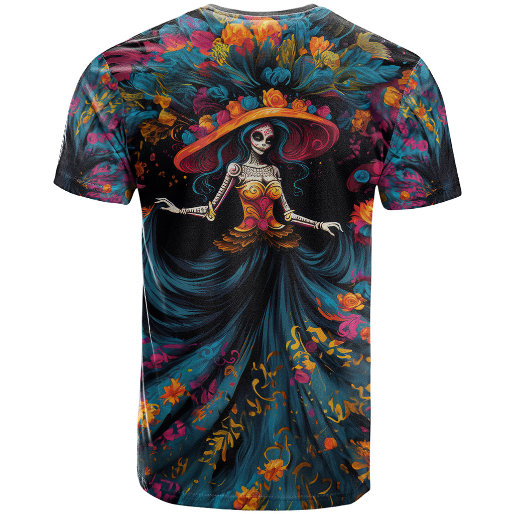Day of Dead Lady T Shirt Sugar Skull Lady Dancing - Wonder Print Shop