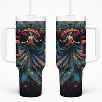Day of Dead Lady Tumbler With Handle Sugar Skull Lady Dancing - Wonder Print Shop