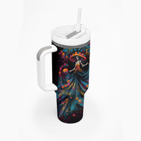 Day of Dead Lady Tumbler With Handle Sugar Skull Lady Dancing - Wonder Print Shop