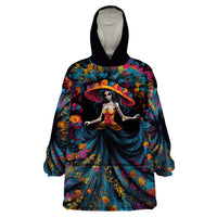 Day of Dead Lady Wearable Blanket Hoodie Sugar Skull Lady Dancing - Wonder Print Shop