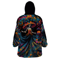 Day of Dead Lady Wearable Blanket Hoodie Sugar Skull Lady Dancing - Wonder Print Shop