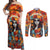 Day of Dead Lady Couples Matching Off Shoulder Maxi Dress and Long Sleeve Button Shirt Sugar Skull Field Rose Lady - Wonder Print Shop