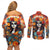 Day of Dead Lady Couples Matching Off Shoulder Short Dress and Long Sleeve Button Shirt Sugar Skull Field Rose Lady - Wonder Print Shop