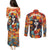 Day of Dead Lady Couples Matching Puletasi Dress and Long Sleeve Button Shirt Sugar Skull Field Rose Lady - Wonder Print Shop
