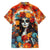 Day of Dead Lady Family Matching Off Shoulder Maxi Dress and Hawaiian Shirt Sugar Skull Field Rose Lady - Wonder Print Shop