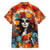 Day of Dead Lady Family Matching Short Sleeve Bodycon Dress and Hawaiian Shirt Sugar Skull Field Rose Lady - Wonder Print Shop