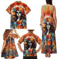Day of Dead Lady Family Matching Tank Maxi Dress and Hawaiian Shirt Sugar Skull Field Rose Lady - Wonder Print Shop