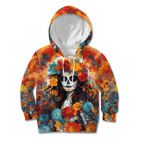 Day of Dead Lady Kid Hoodie Sugar Skull Field Rose Lady - Wonder Print Shop