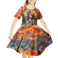 Day of Dead Lady Kid Short Sleeve Dress Sugar Skull Field Rose Lady - Wonder Print Shop