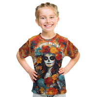 Day of Dead Lady Kid T Shirt Sugar Skull Field Rose Lady - Wonder Print Shop