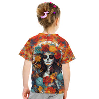 Day of Dead Lady Kid T Shirt Sugar Skull Field Rose Lady - Wonder Print Shop