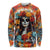 Day of Dead Lady Long Sleeve Shirt Sugar Skull Field Rose Lady - Wonder Print Shop
