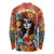 Day of Dead Lady Long Sleeve Shirt Sugar Skull Field Rose Lady - Wonder Print Shop
