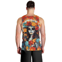 Day of Dead Lady Men Tank Top Sugar Skull Field Rose Lady - Wonder Print Shop