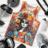 Day of Dead Lady Men Tank Top Sugar Skull Field Rose Lady - Wonder Print Shop