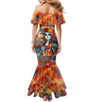 Day of Dead Lady Mermaid Dress Sugar Skull Field Rose Lady - Wonder Print Shop