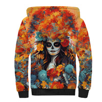 Day of Dead Lady Sherpa Hoodie Sugar Skull Field Rose Lady - Wonder Print Shop