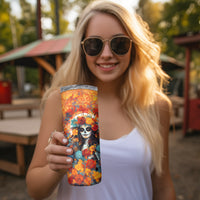 Day of Dead Lady Skinny Tumbler Sugar Skull Field Rose Lady - Wonder Print Shop