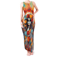 Day of Dead Lady Tank Maxi Dress Sugar Skull Field Rose Lady - Wonder Print Shop