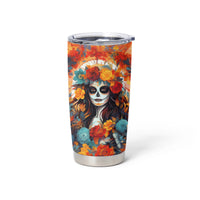 Day of Dead Lady Tumbler Cup Sugar Skull Field Rose Lady - Wonder Print Shop