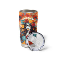 Day of Dead Lady Tumbler Cup Sugar Skull Field Rose Lady - Wonder Print Shop