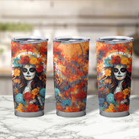 Day of Dead Lady Tumbler Cup Sugar Skull Field Rose Lady - Wonder Print Shop