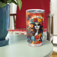 Day of Dead Lady Tumbler Cup Sugar Skull Field Rose Lady - Wonder Print Shop