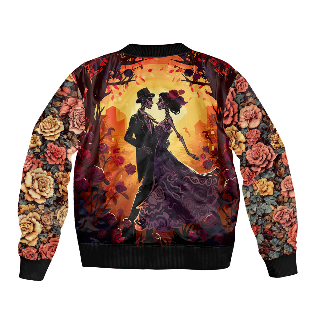 Day of Dead Couple Bomber Jacket Sugar Skull Couple Dancing - Wonder Print Shop